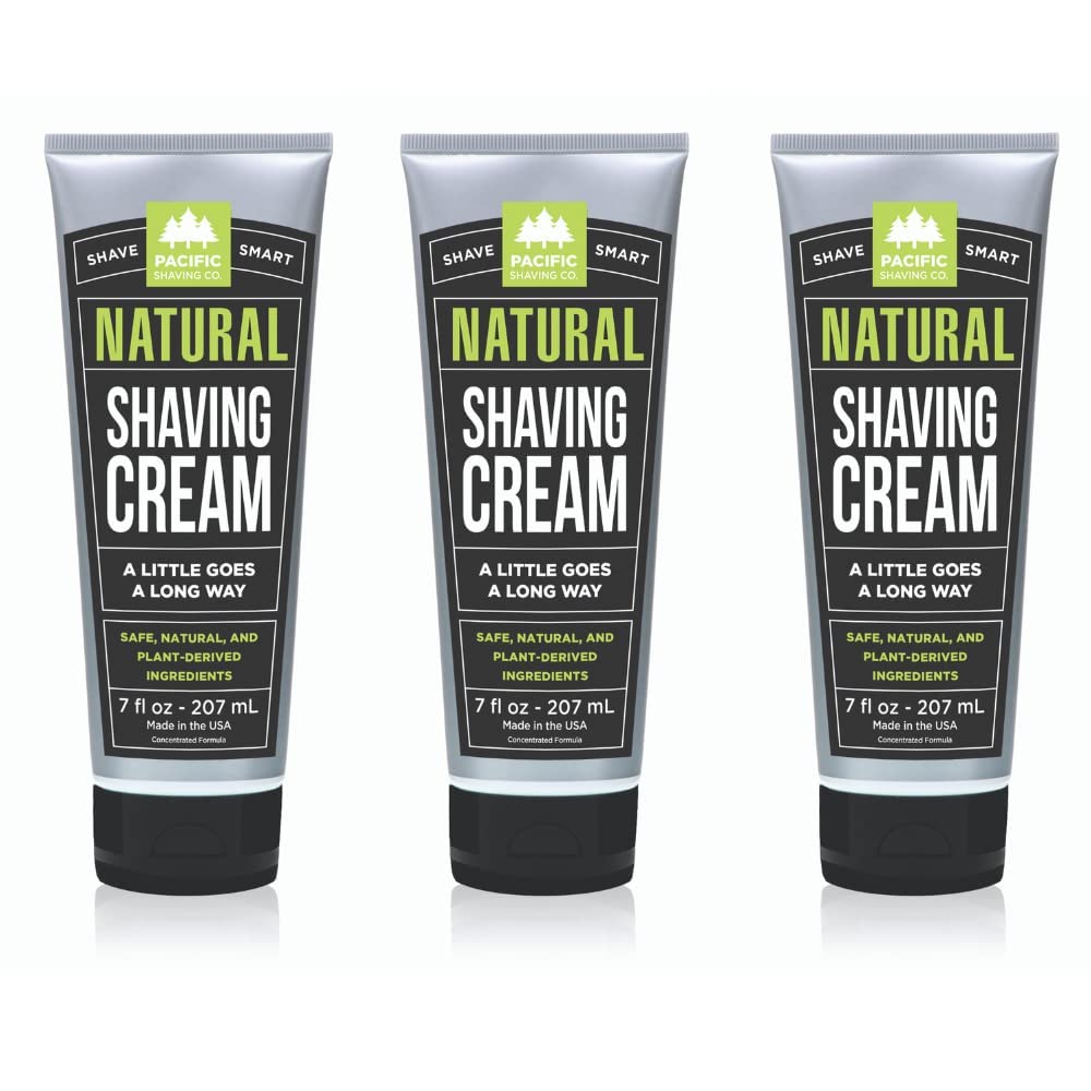 Pacific Shaving Company Natural Men's Shaving Cream 3 Pack front view
