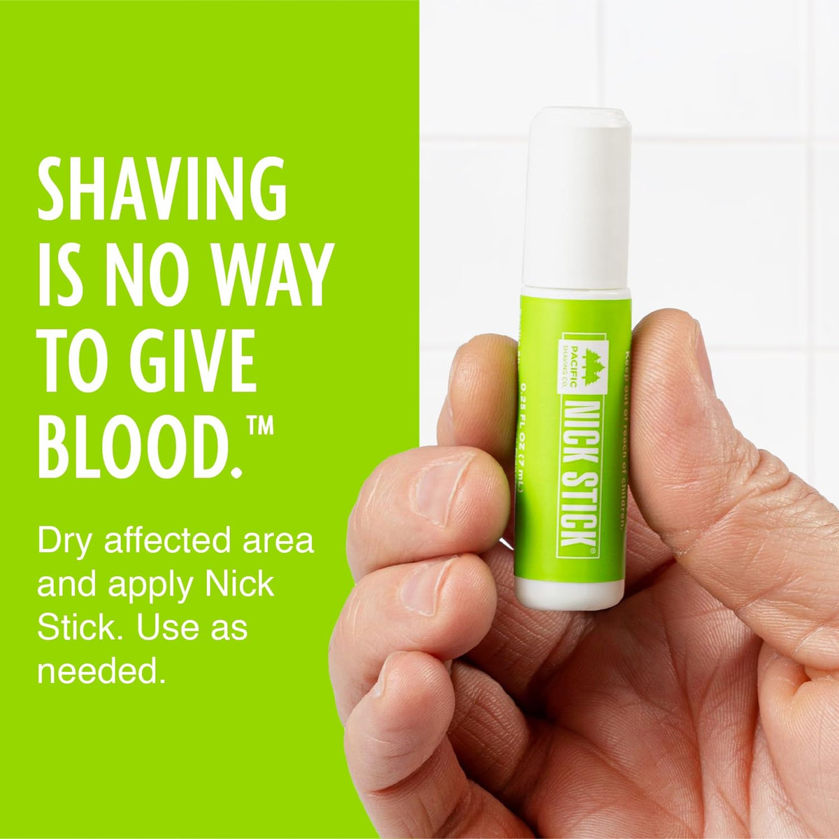 Pacific Shaving Company Styptic Nick Stick in use on skin