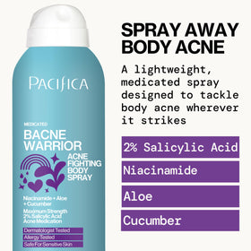 Pacifica Bacne Warrior Spray with Aloe and Cucumber ingredients