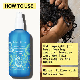 Pacifica Banana Cream Beachy Texture Foam Shampoo with tropical fruits