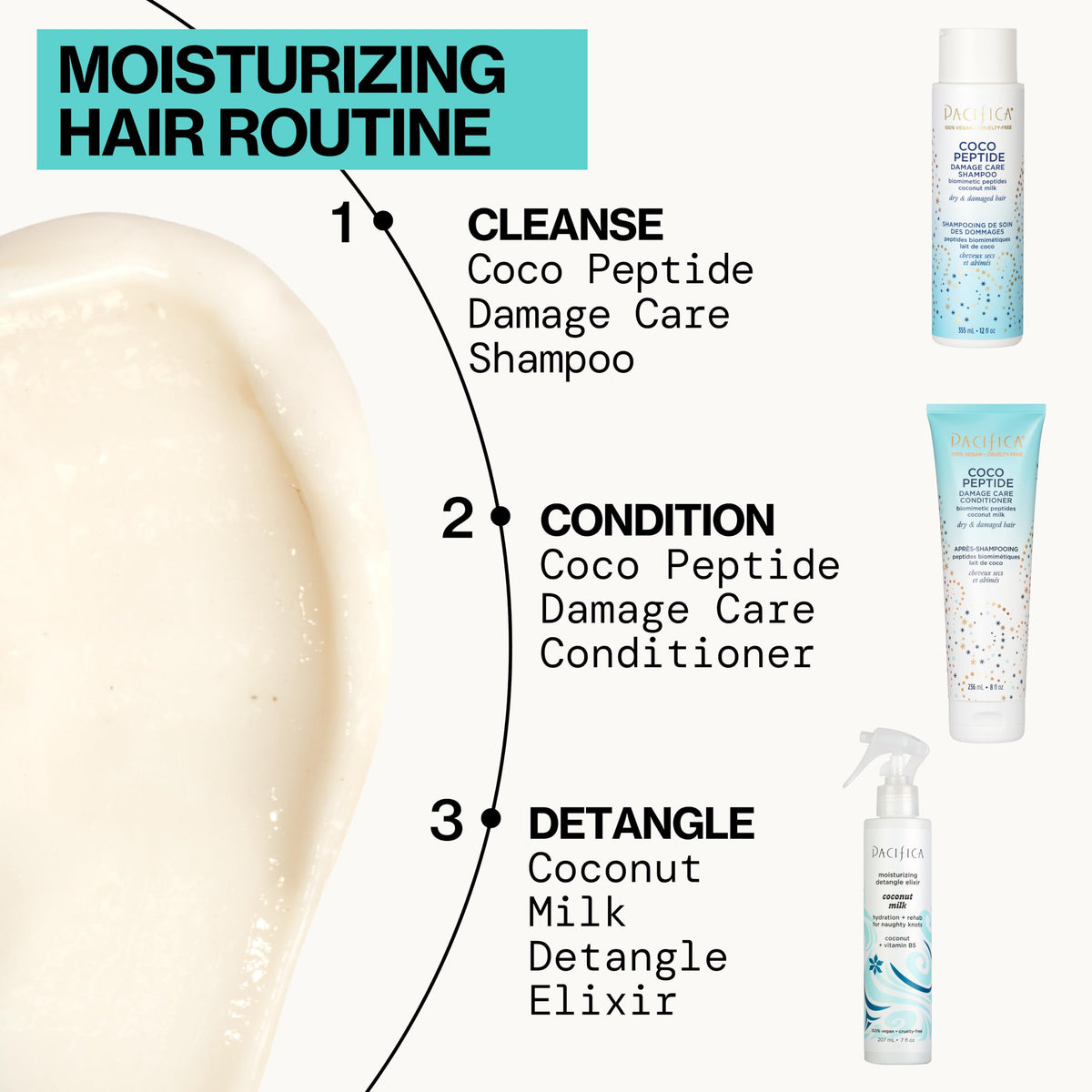 Pacifica Coco Peptide Damage Care Conditioner 8 fl oz on a vanity
