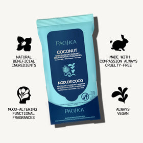 Pacifica Coconut Milk Deodorant Wipes alongside travel essentials