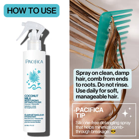 Pacifica Coconut Milk Hair Detangler Spray 240g in lifestyle setting