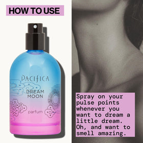 Pacifica Dream Moon Spray Perfume 2 fl oz with floral background