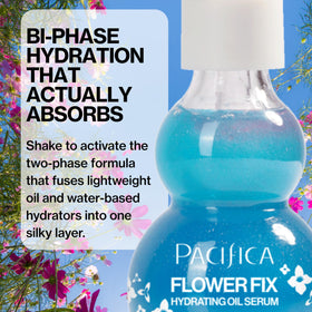 Pacifica Flower Fix Bi-Phase Hydrating Oil Serum bottle with product details
