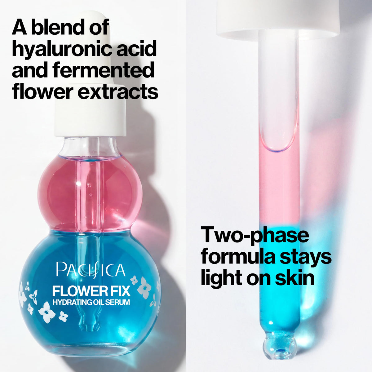 Pacifica Flower Fix Bi-Phase Hydrating Oil Serum showing dual-phase layers