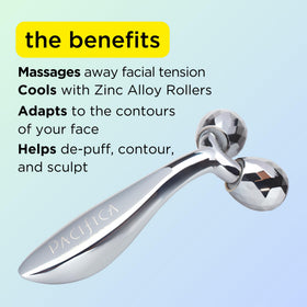 Pacifica Future Youth Face Roller dual zinc alloy rollers close-up