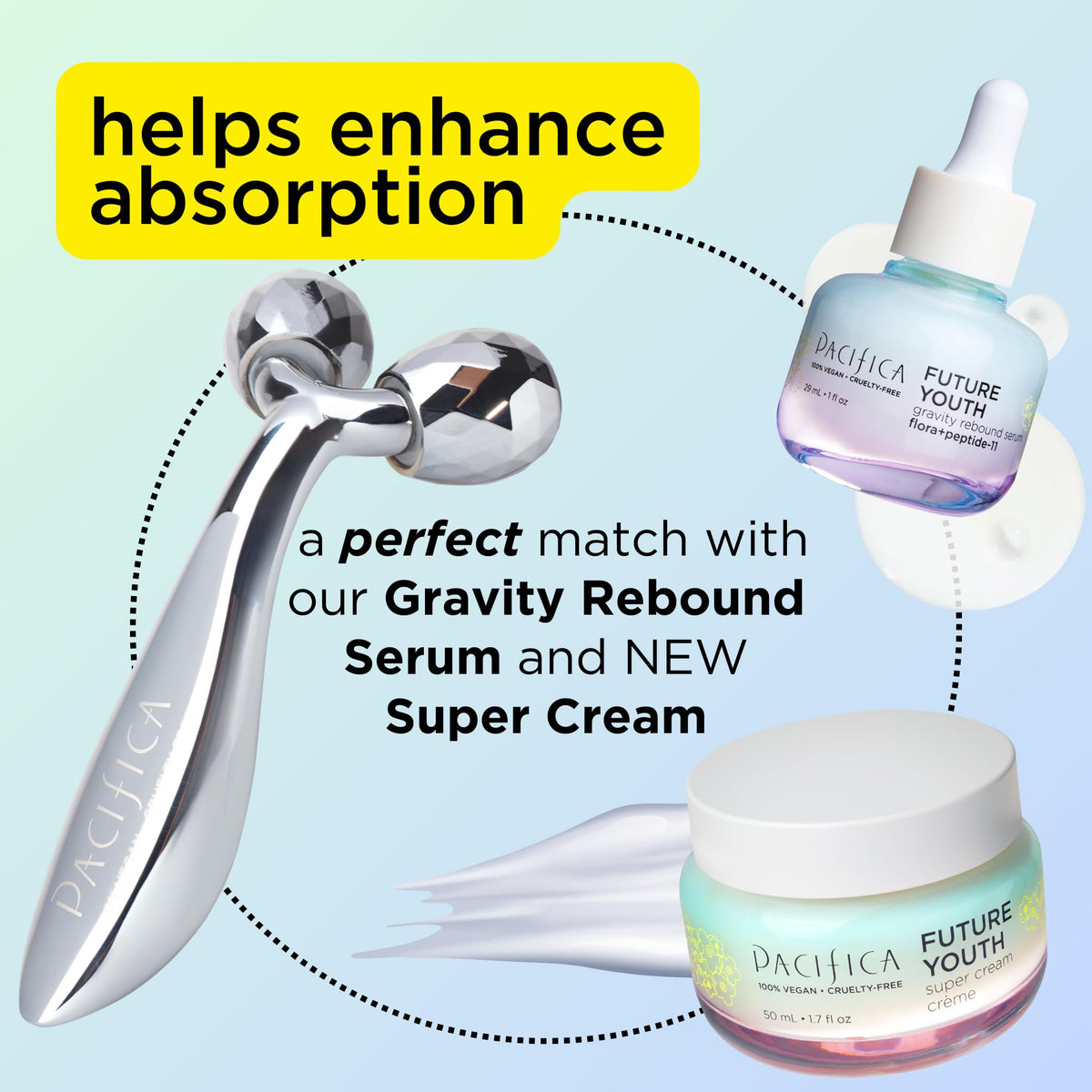 Pacifica Future Youth Face Roller in a skincare setup