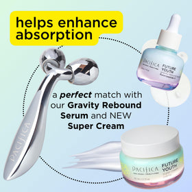 Pacifica Future Youth Face Roller in a skincare setup
