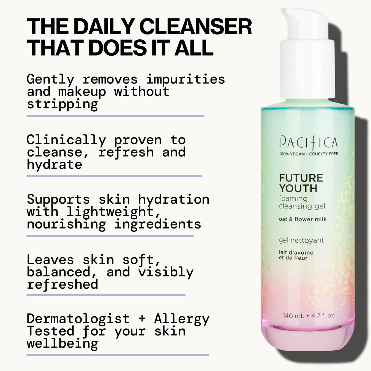 Pacifica Future Youth Foaming Face Wash 4.7oz side view