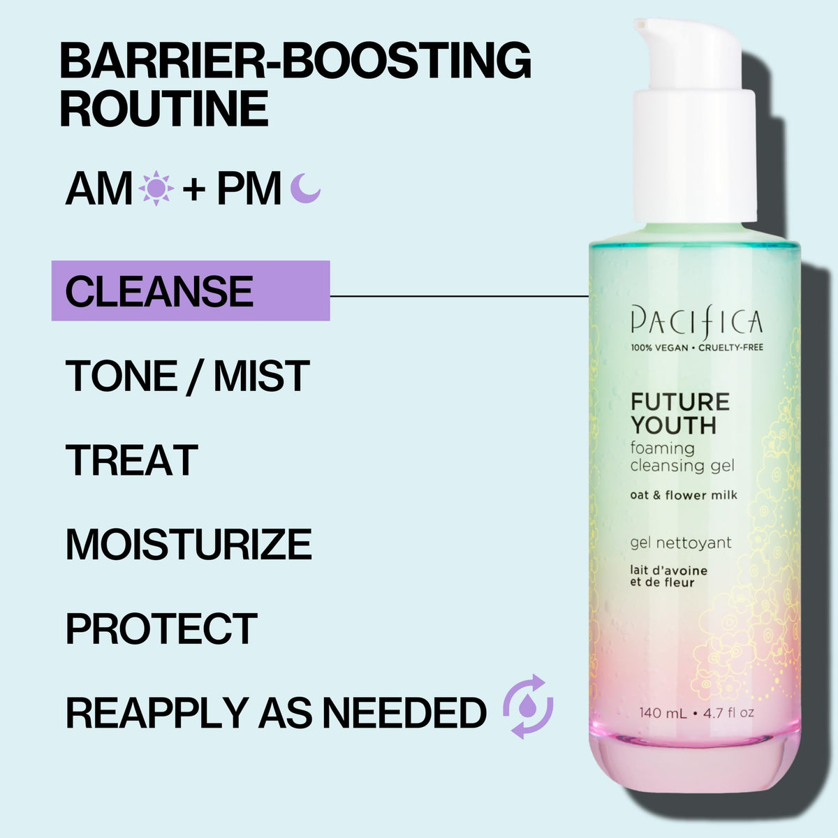 Pacifica Future Youth Foaming Face Wash 4.7oz with a towel