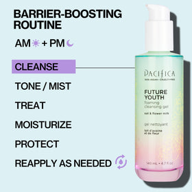 Pacifica Future Youth Foaming Face Wash 4.7oz with a towel