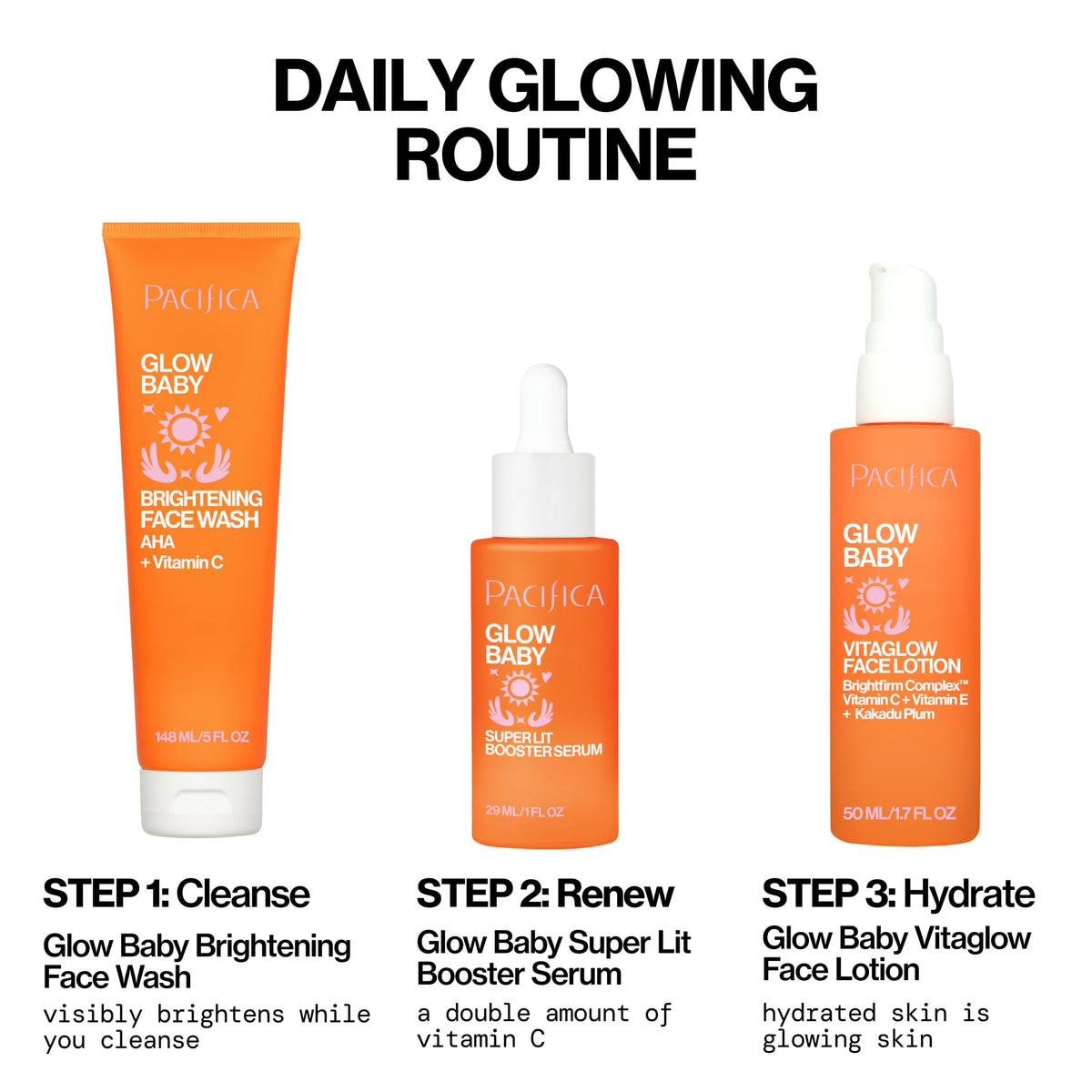 Pacifica Glow Baby Brightening Facial Cleanser 5oz with ingredients