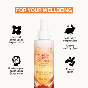 Pacifica Hair & Body Fragrance Mist Tuscan Blood Orange bottle with cap