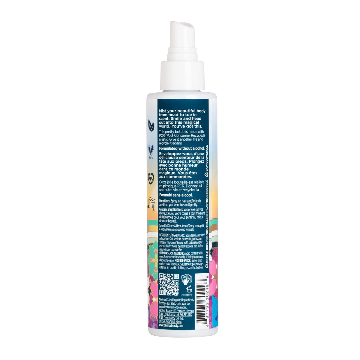 Pacifica Hair & Body Mist bottle side view with label