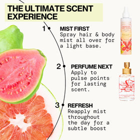 Pacifica Hawaiian Ruby Guava Body Mist with tropical flowers