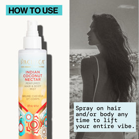 Pacifica Indian Coconut Nectar Hair & Body Mist on vanity