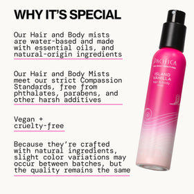 Pacifica Island Vanilla Body Mist 5 oz with floral background