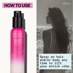 Pacifica Island Vanilla Body Mist 5 oz with ingredients