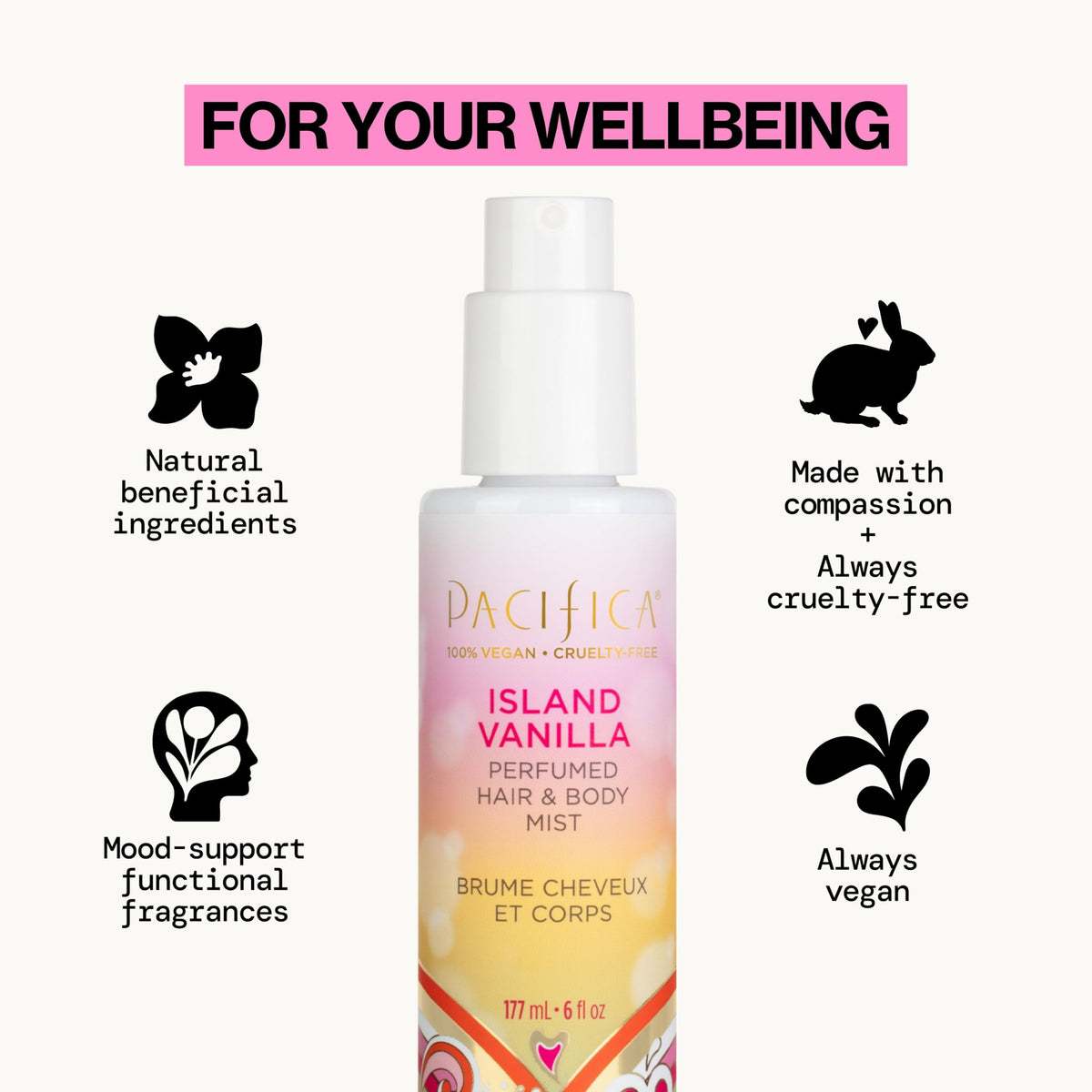 Pacifica Island Vanilla Hair Mist 6 oz back view