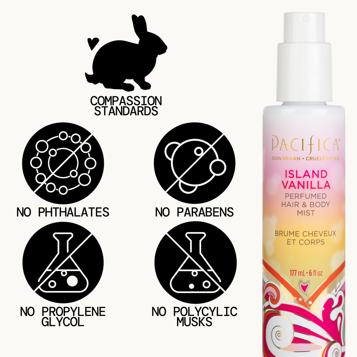 Pacifica Island Vanilla Hair Mist 6 oz lifestyle scene