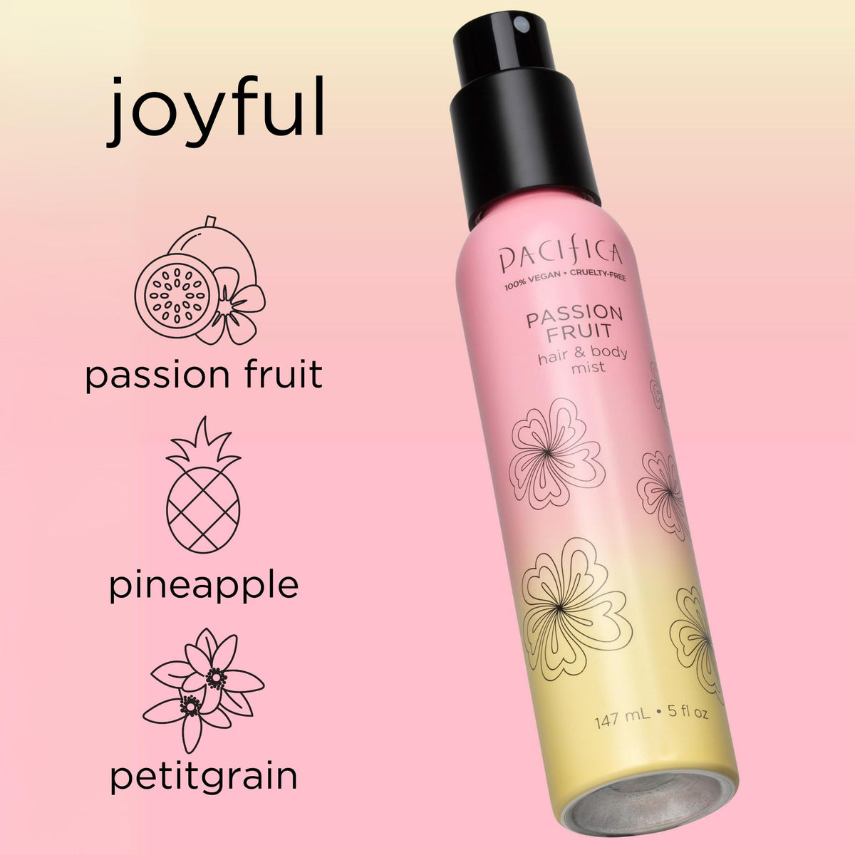 Pacifica Passion Fruit Body Mist 5 oz side view