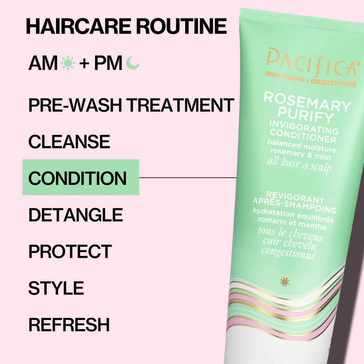 Pacifica Rosemary Purify Conditioner 8 oz on a vanity