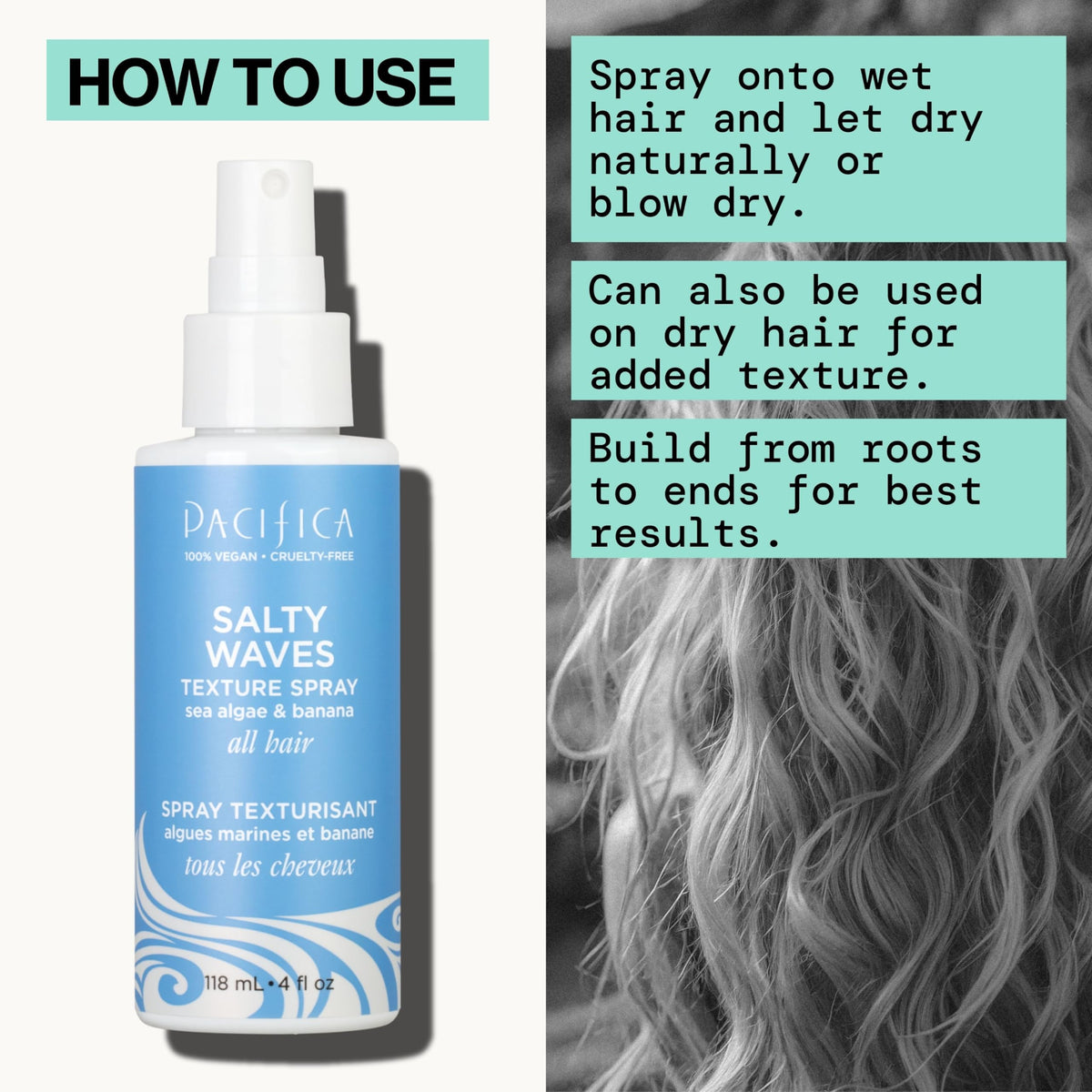Pacifica Salty Waves Texture Sea Salt Spray packaging details
