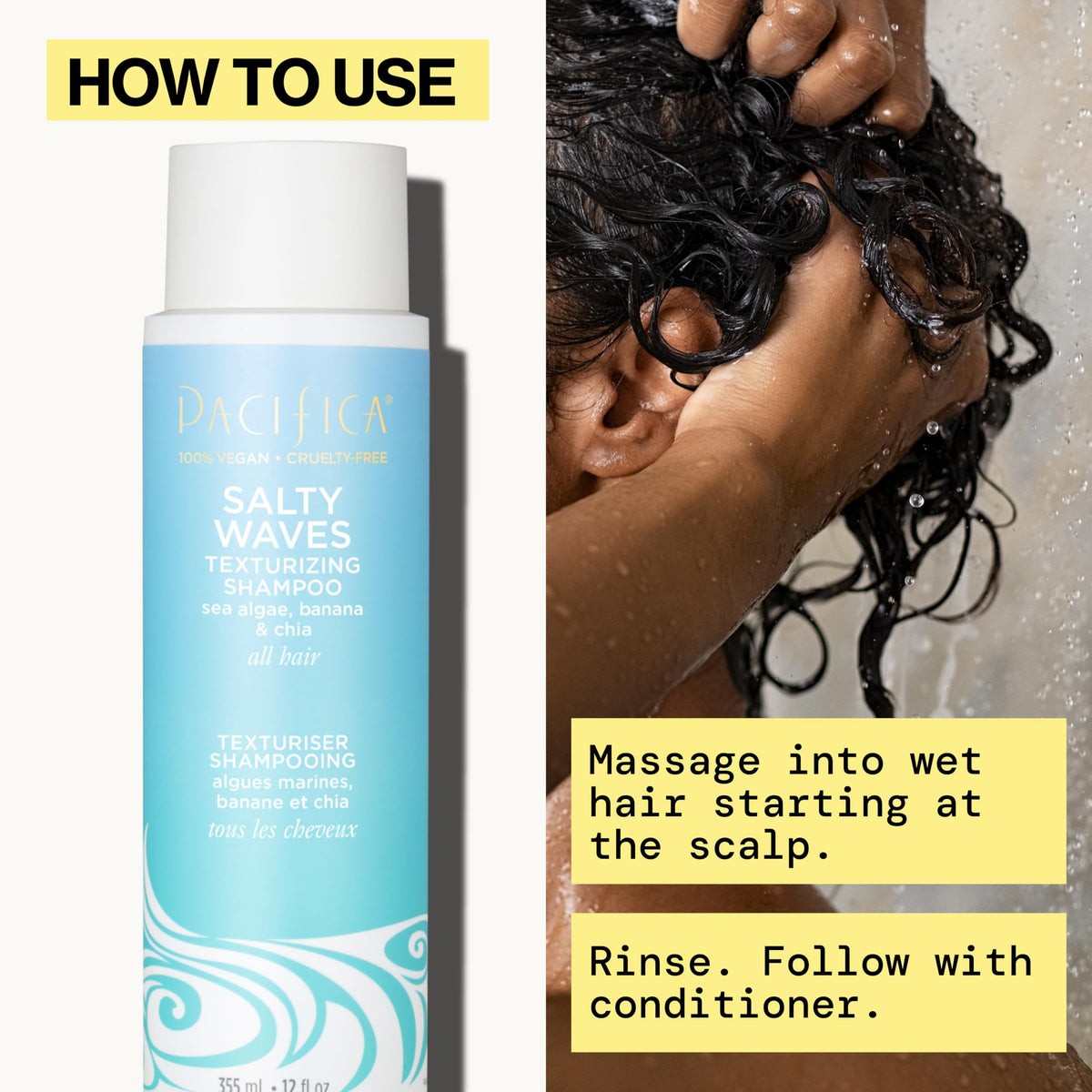 Pacifica Salty Waves Texturizing Shampoo 422g with sea algae ingredients