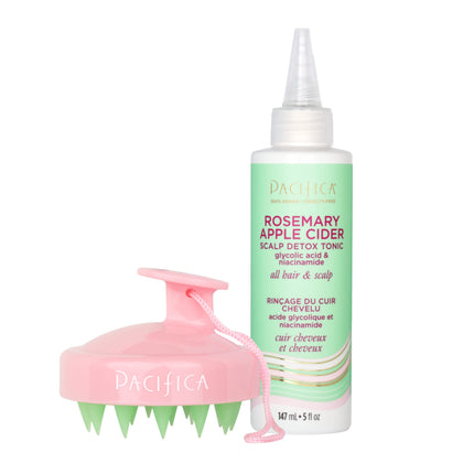 Pacifica Scalp Detox Set including Rosemary Apple Cider Vinegar Tonic and Massager
