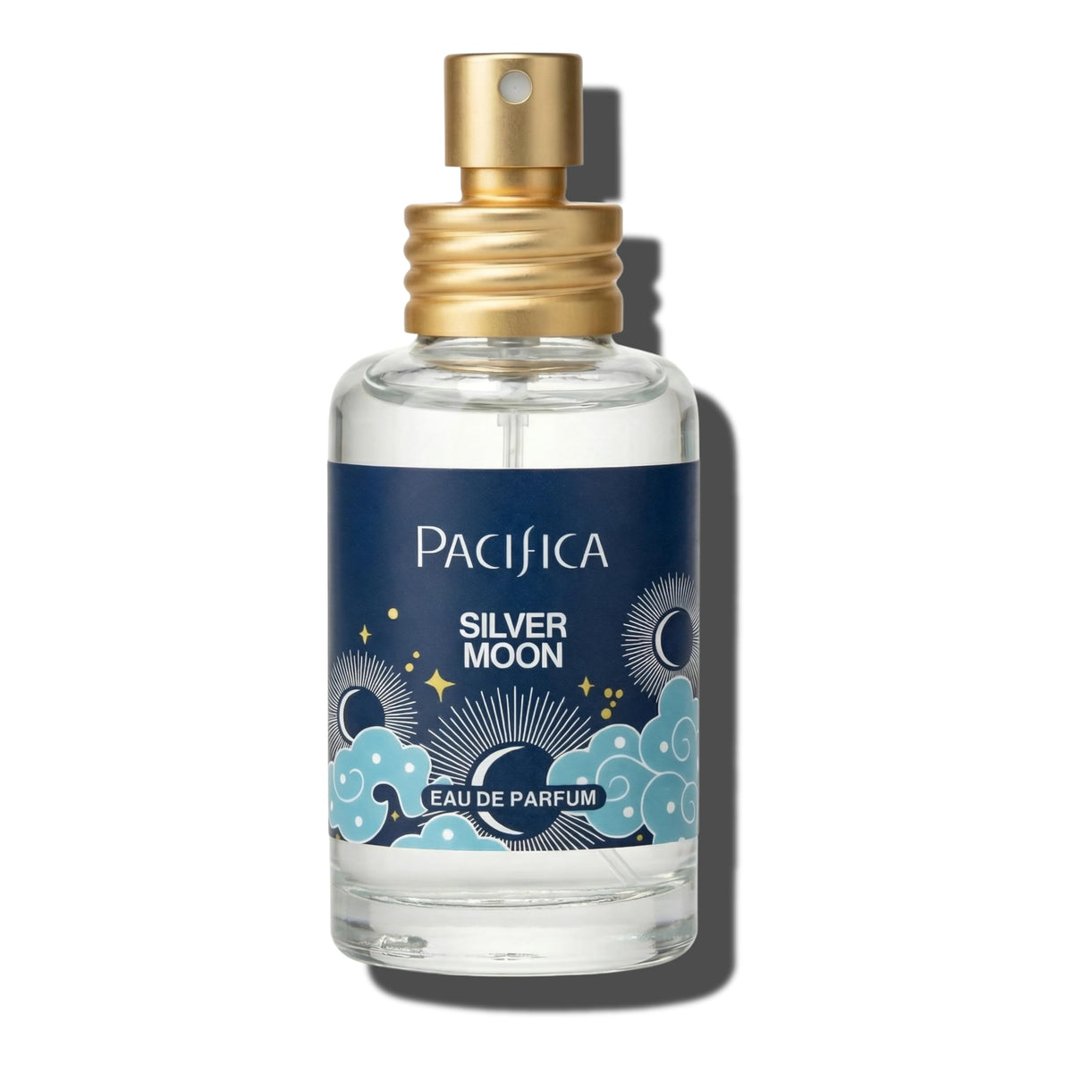 Pacifica Silver Moon Perfume 1oz with a floral background
