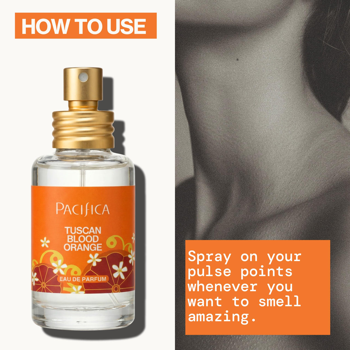 Pacifica Tuscan Blood Orange Eau de Parfum in a lifestyle scene with citrus fruits