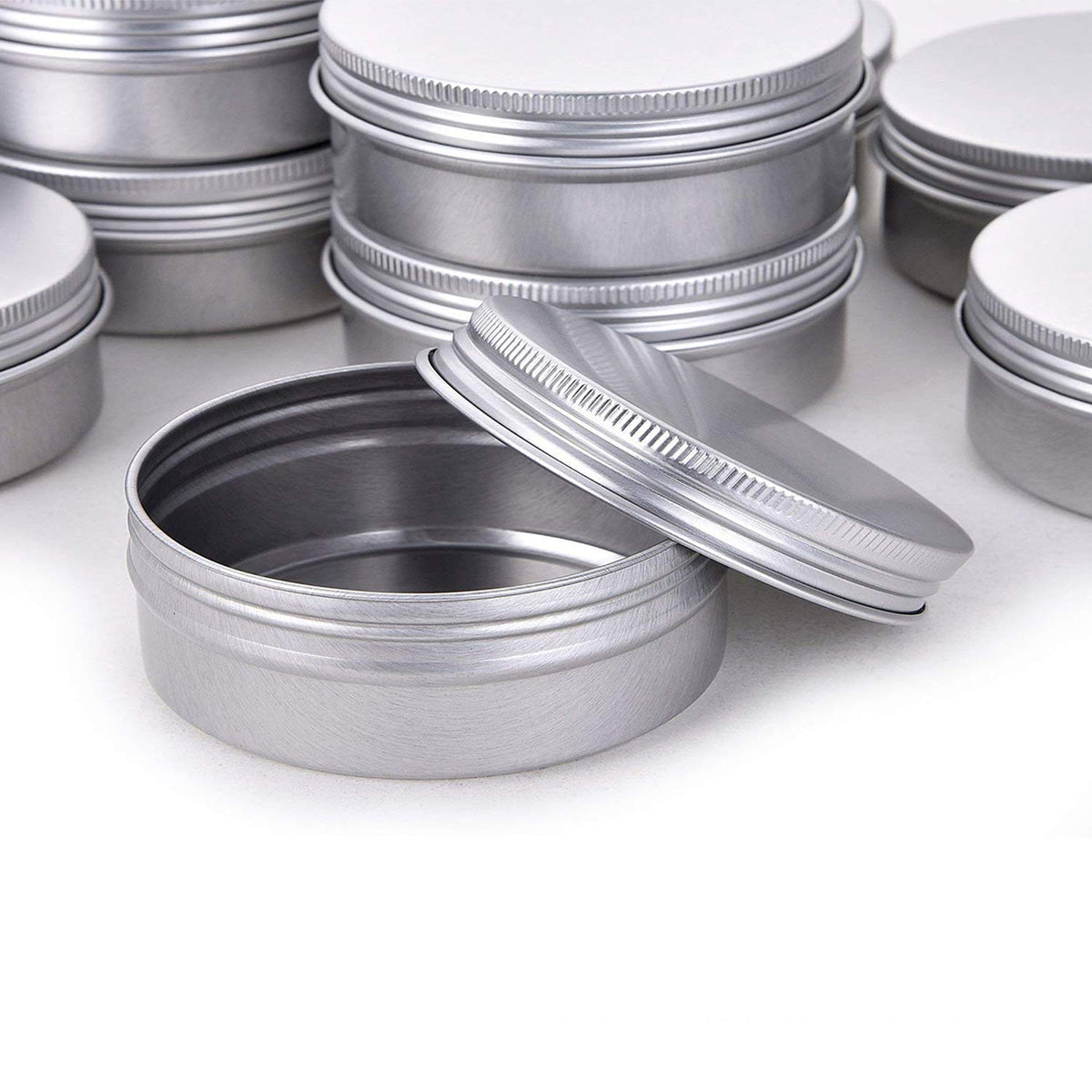 Pack of 60 Hulless Aluminium Tin Jars in silver