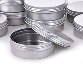 Pack of 60 Hulless Aluminium Tin Jars in silver