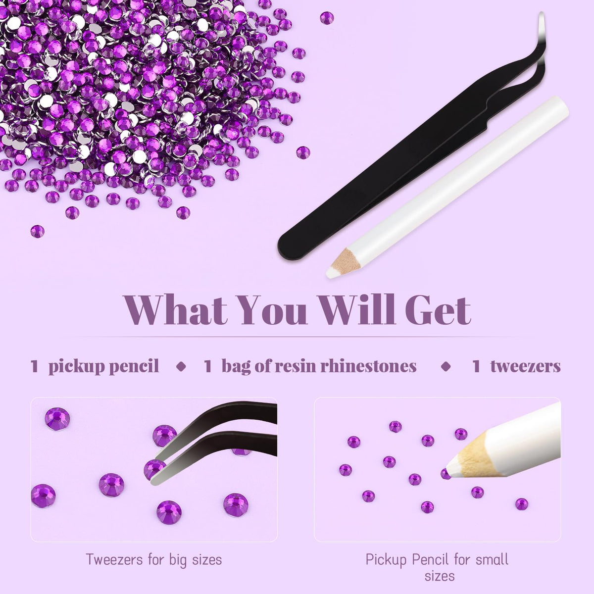Pack of BELLEBOOST 5000PCS dark purple rhinestones