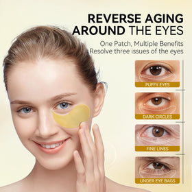 Pack of BREYLEE 24K Gold Eye Masks showing 60 pieces