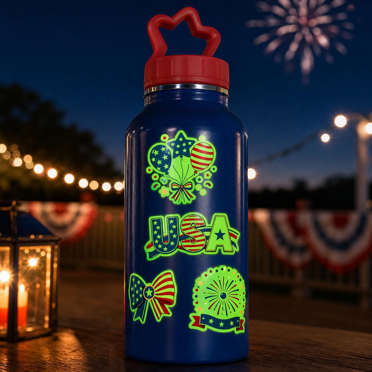 Pack of JCFIRE luminous 4th of July temporary tattoos