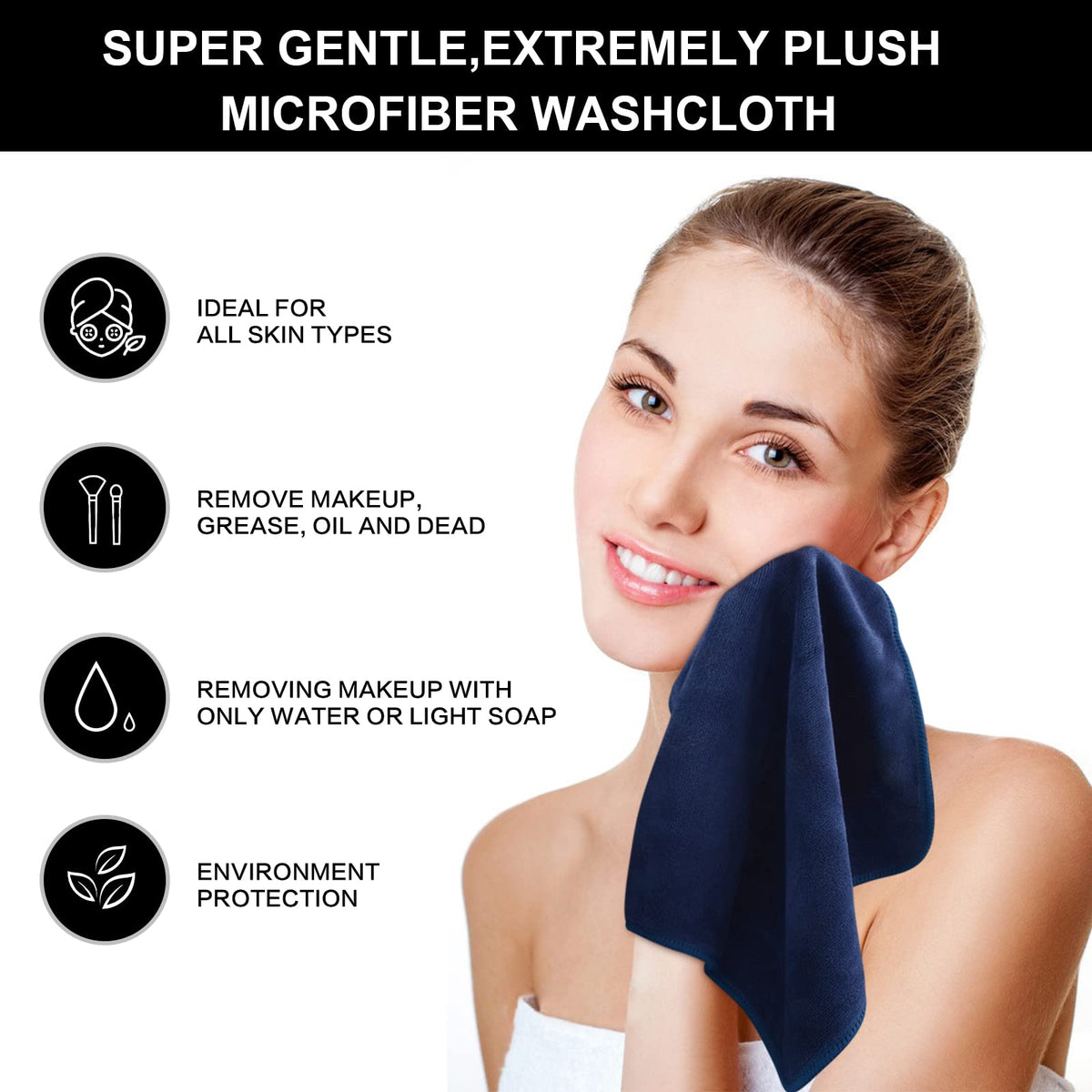 Pack of SINLAND Microfiber Facial Cloths with packaging visible