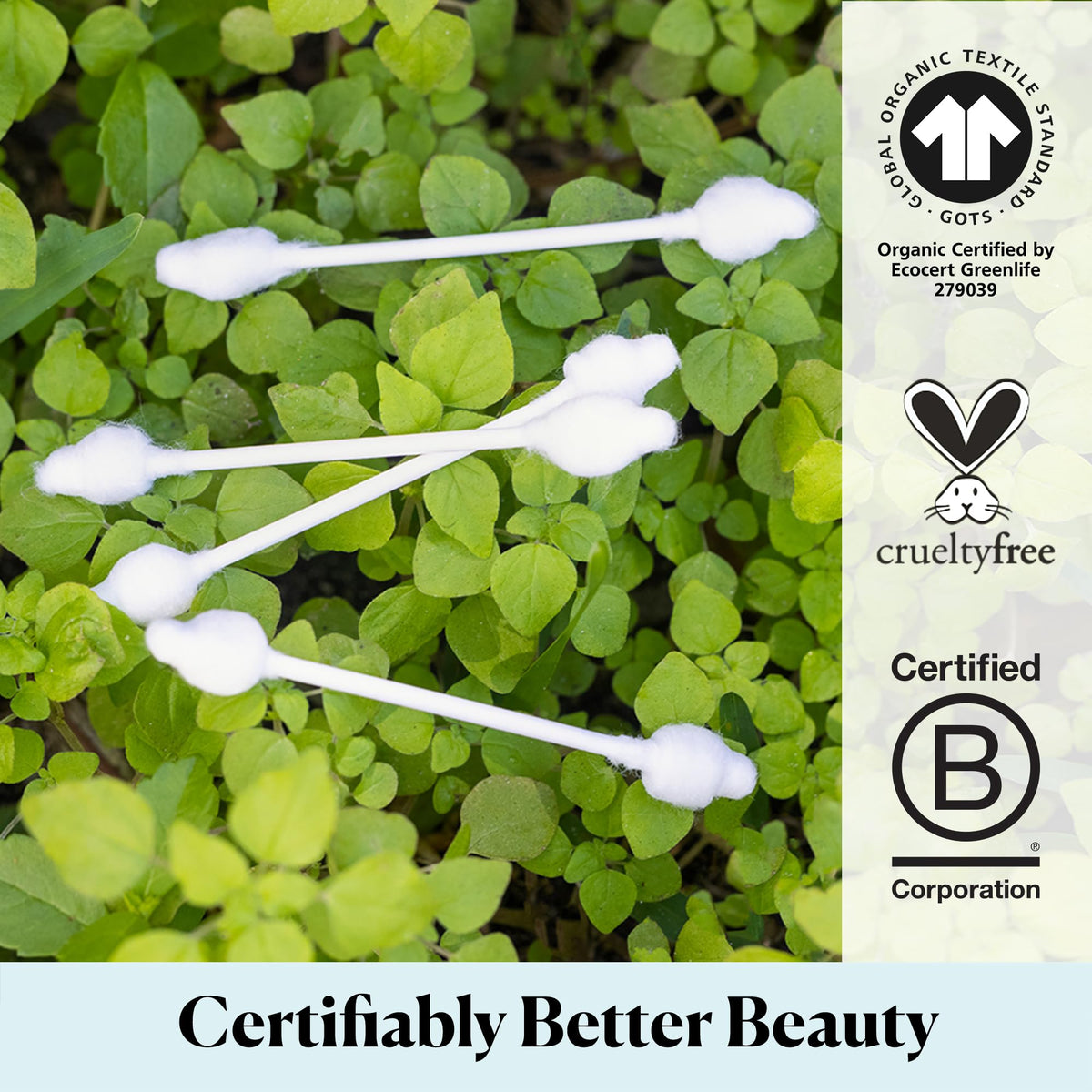 Pack of Sky Organics Organic Cotton Swabs on a wooden table