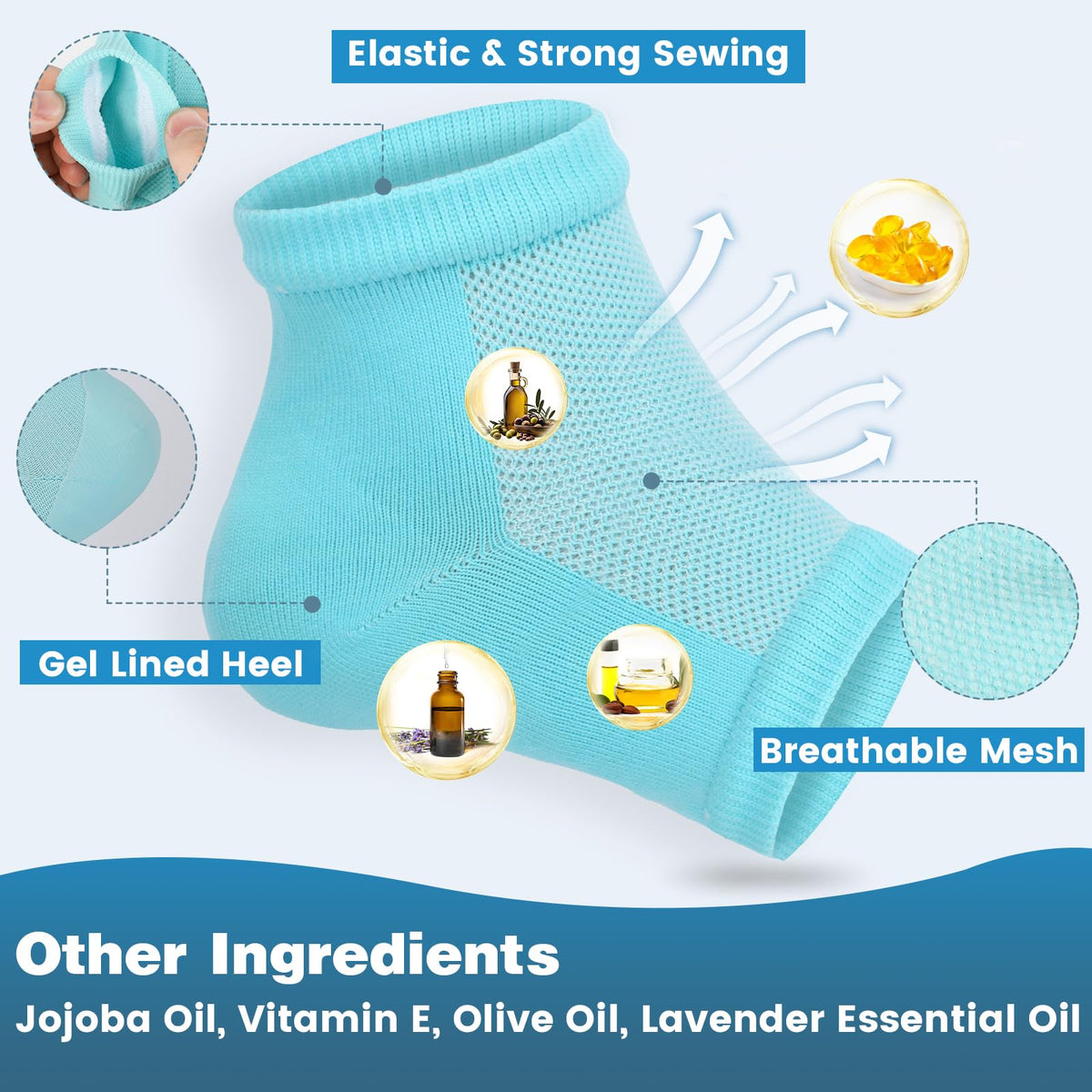 Pack of TEAWOO moisturizing toeless socks displayed