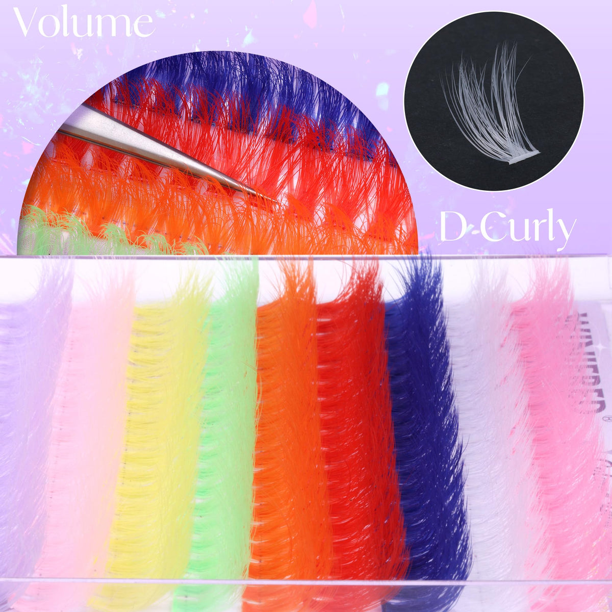 Pack of Winifred Colored Lash Clusters showing all 9 colours