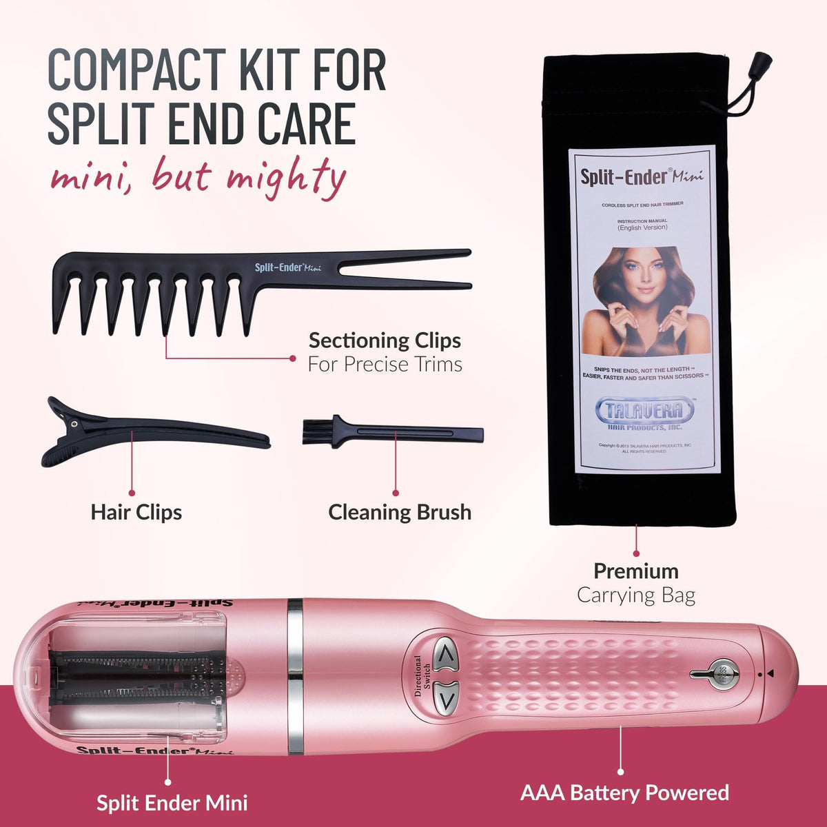Package of Split-Ender Mini cordless trimmer on a white background