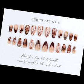 Packaged BLGTGH French Tips Press on Nails with floral design