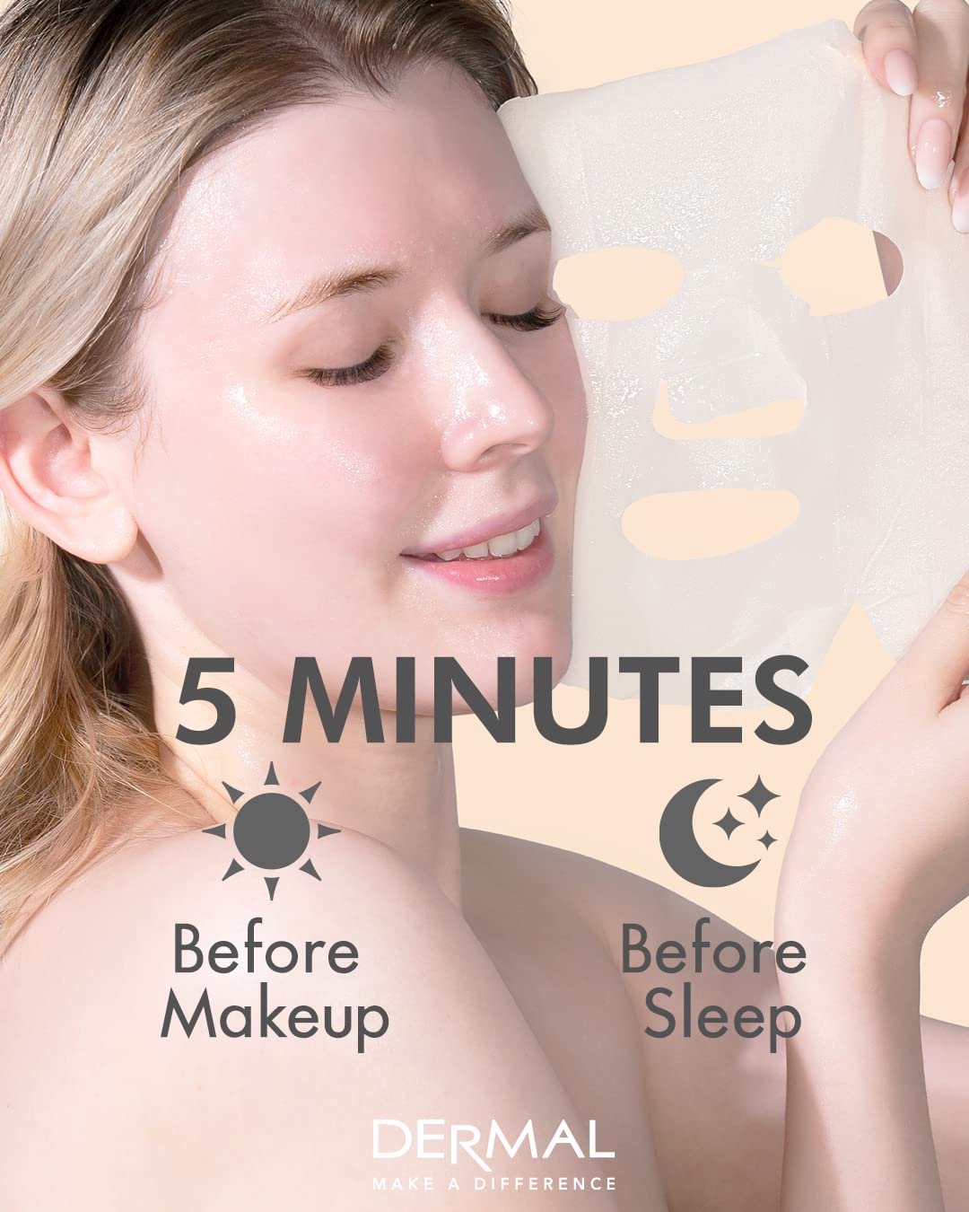 Packaging details of DERMAL Korean Essence Sheet Masks