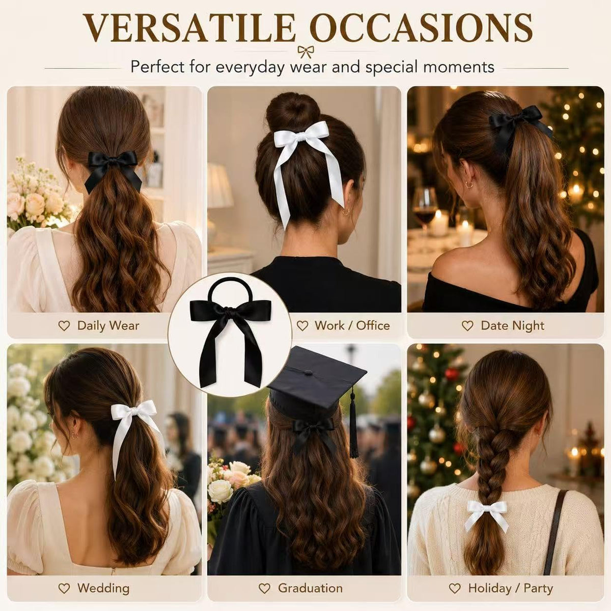 Packaging of 12Pcs Silky Satin Hair Bows Ties