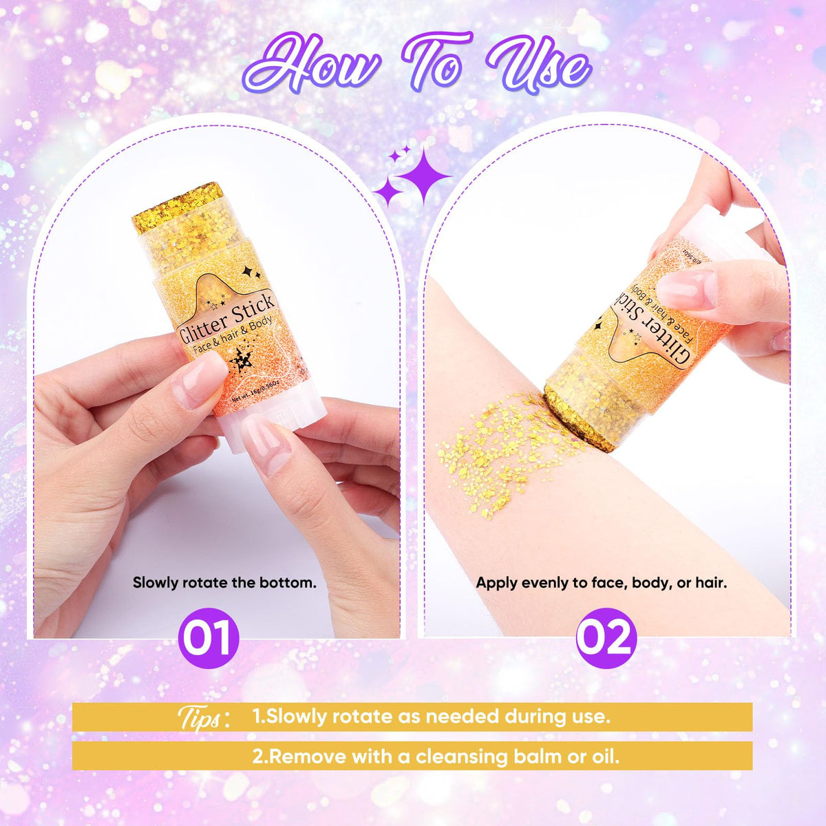 Packaging of AROIC Body Glitter Stick set