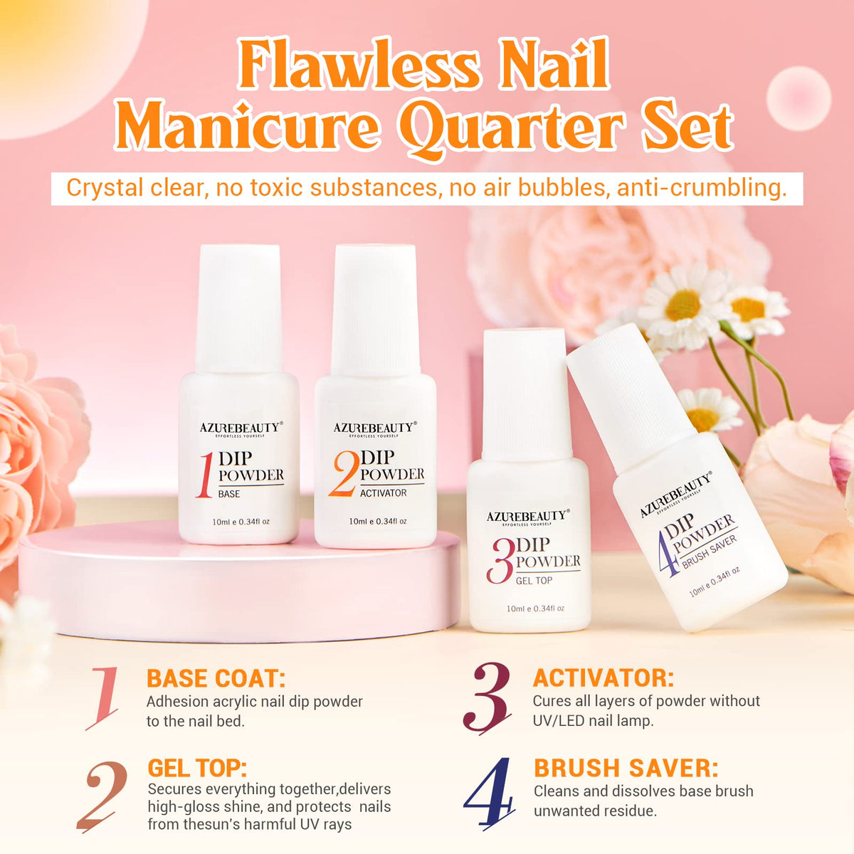 Packaging of AZUREBEAUTY 31Pcs Dip Powder Nail Kit