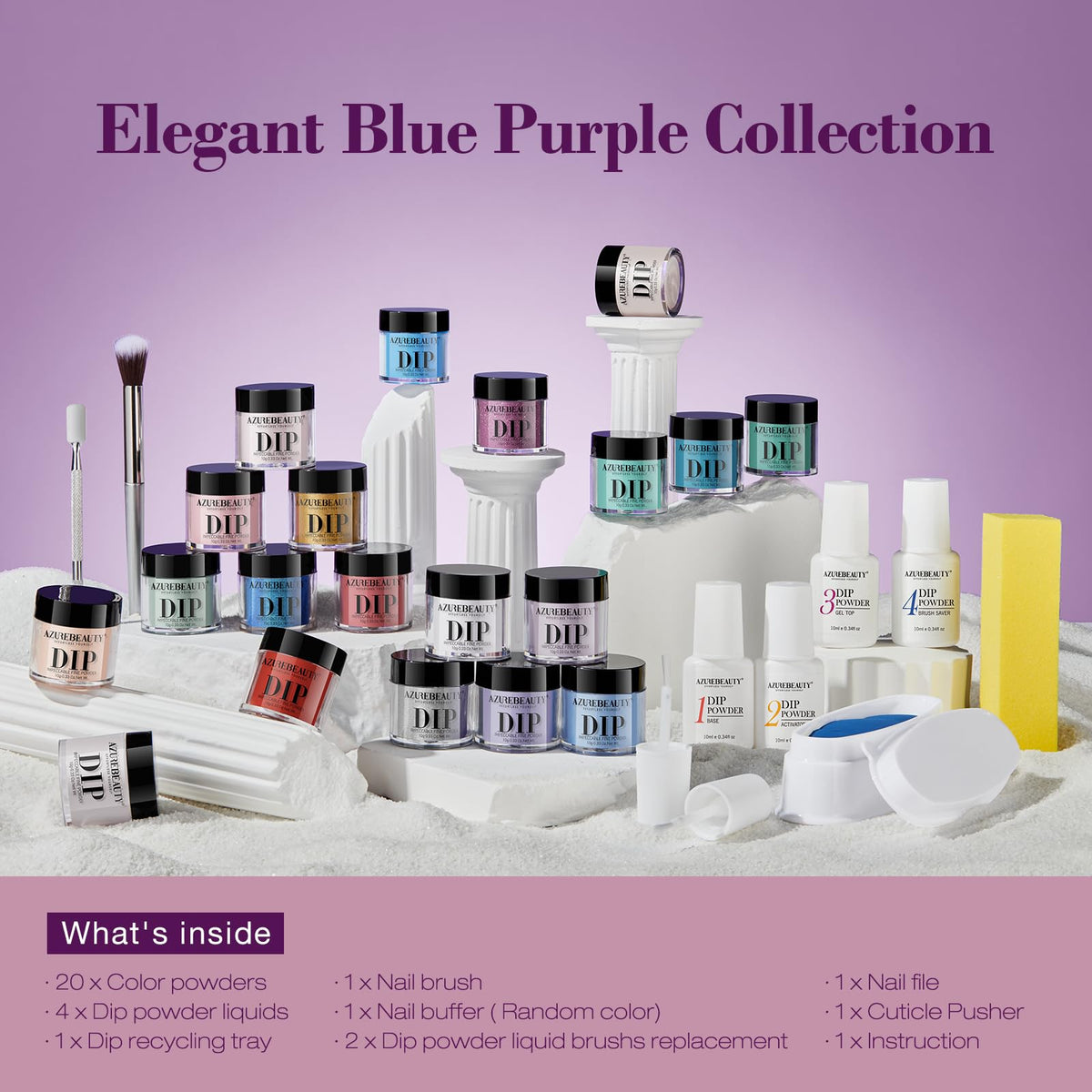 Packaging of AZUREBEAUTY Dip Nails Powder Starter Kit