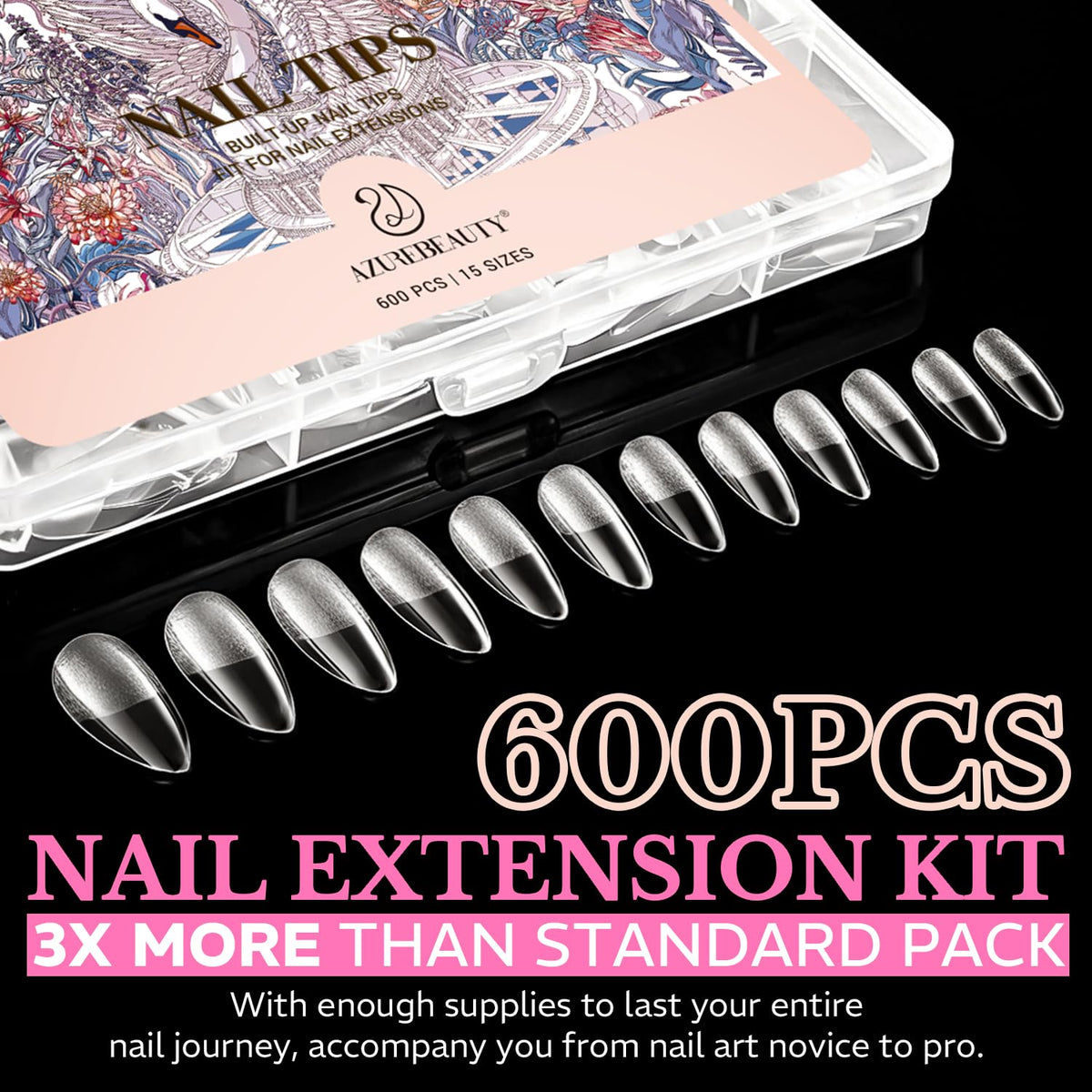 Packaging of AZUREBEAUTY Medium Stiletto Nail Tips