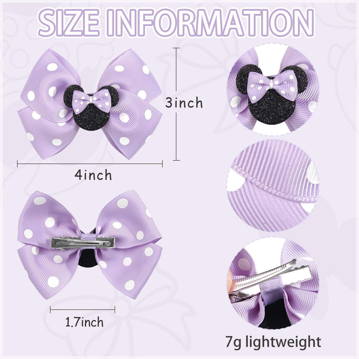 Packaging of BBGifts Mouse Ears Hair Clips with three pairs included